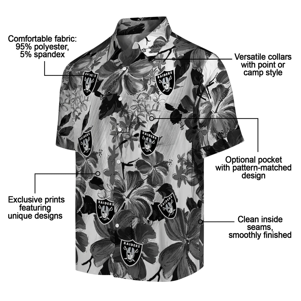 Las Vegas Raiders Hawaiian Shirt - Hibiscus Arrangement | Moonbestprint