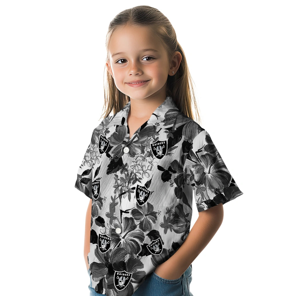 Las Vegas Raiders Hawaiian Shirt - Hibiscus Arrangement | Moonbestprint