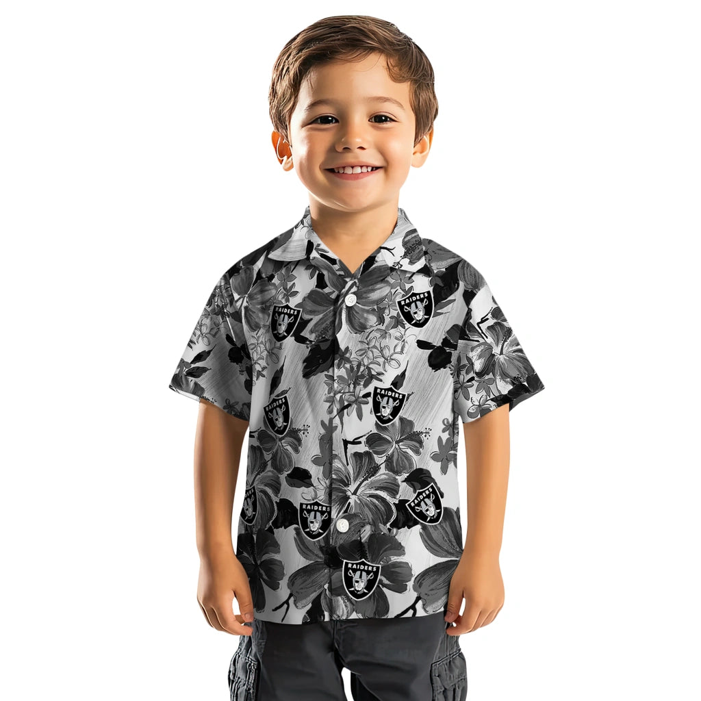Las Vegas Raiders Hawaiian Shirt - Hibiscus Arrangement | Moonbestprint