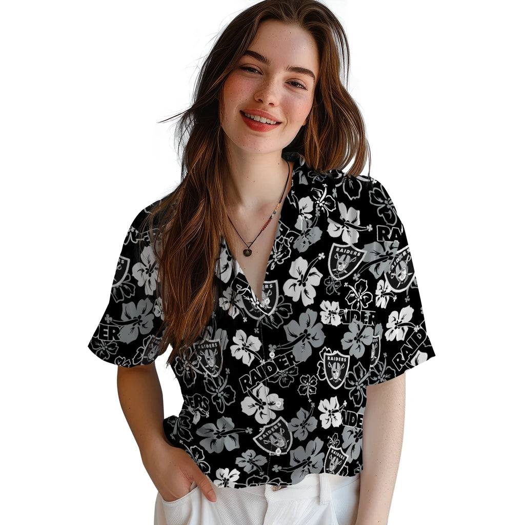 Las Vegas Raiders Hibiscus Bloom Hawaiian Shirt – Moonbestprint