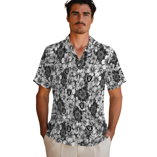 Las Vegas Raiders Hawaiian Shirt - Hibiscus Blooms | Moonbestprint