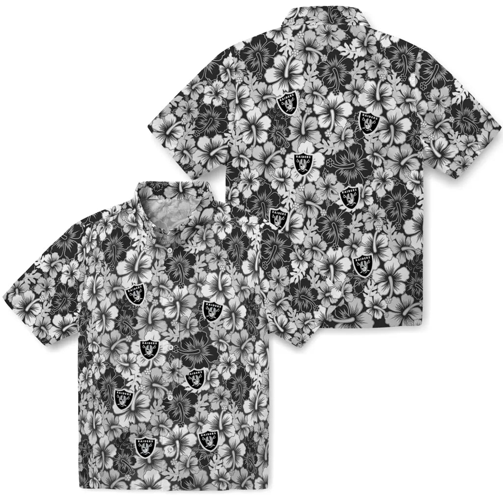 Las Vegas Raiders Hawaiian Shirt - Hibiscus Blooms | Moonbestprint