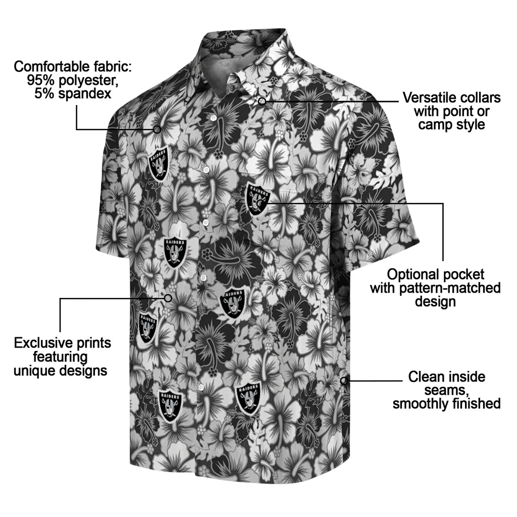 Las Vegas Raiders Hawaiian Shirt - Hibiscus Blooms | Moonbestprint
