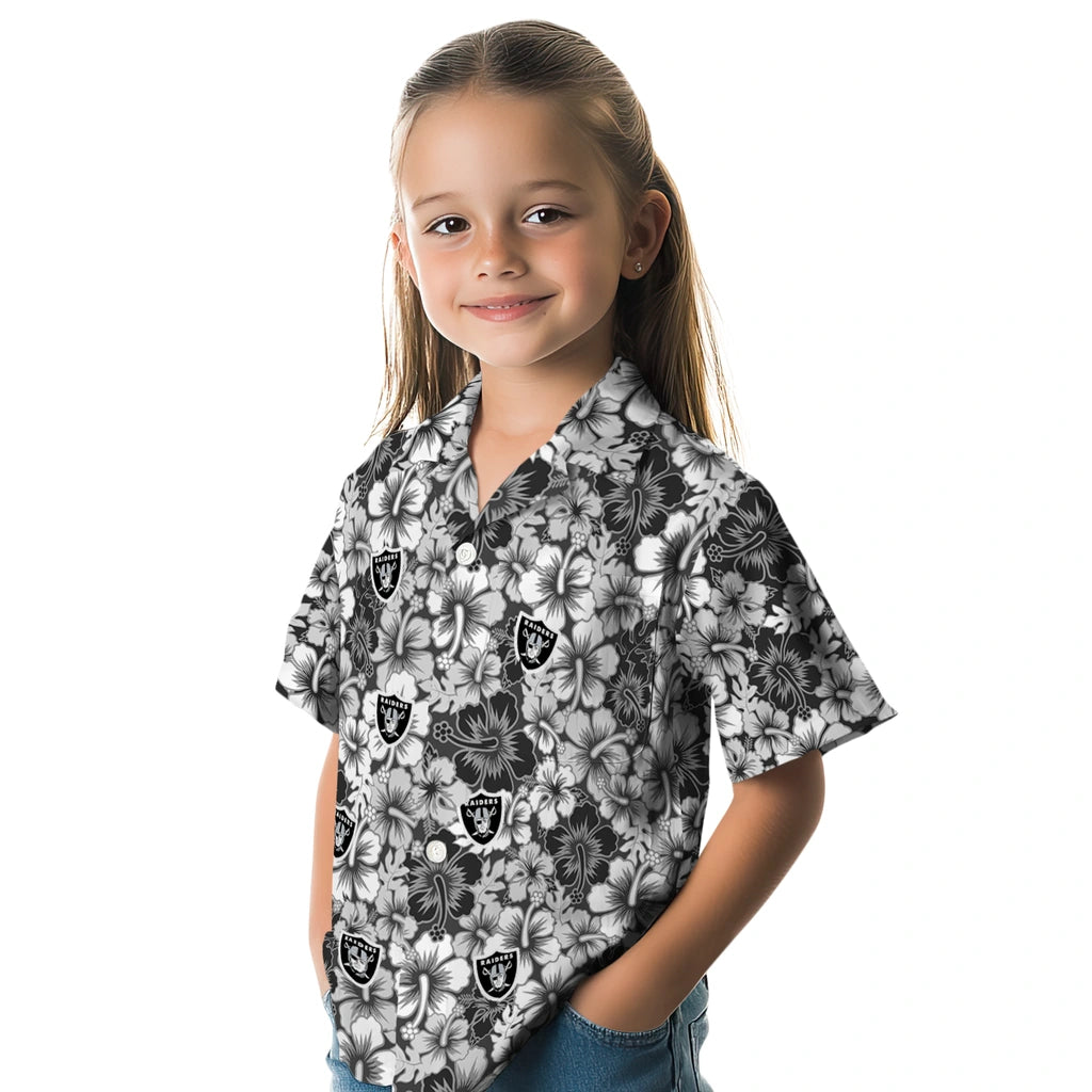 Las Vegas Raiders Hawaiian Shirt - Hibiscus Blooms | Moonbestprint
