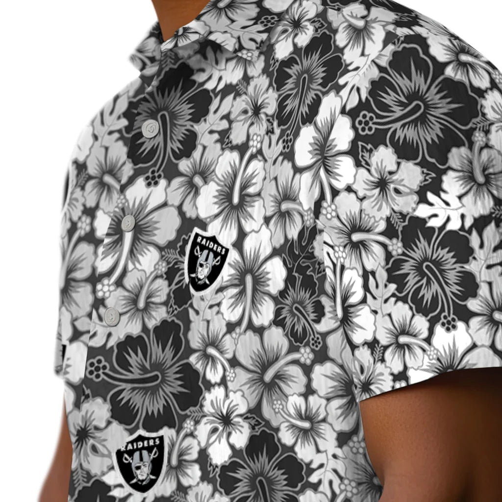 Las Vegas Raiders Hawaiian Shirt - Hibiscus Blooms | Moonbestprint
