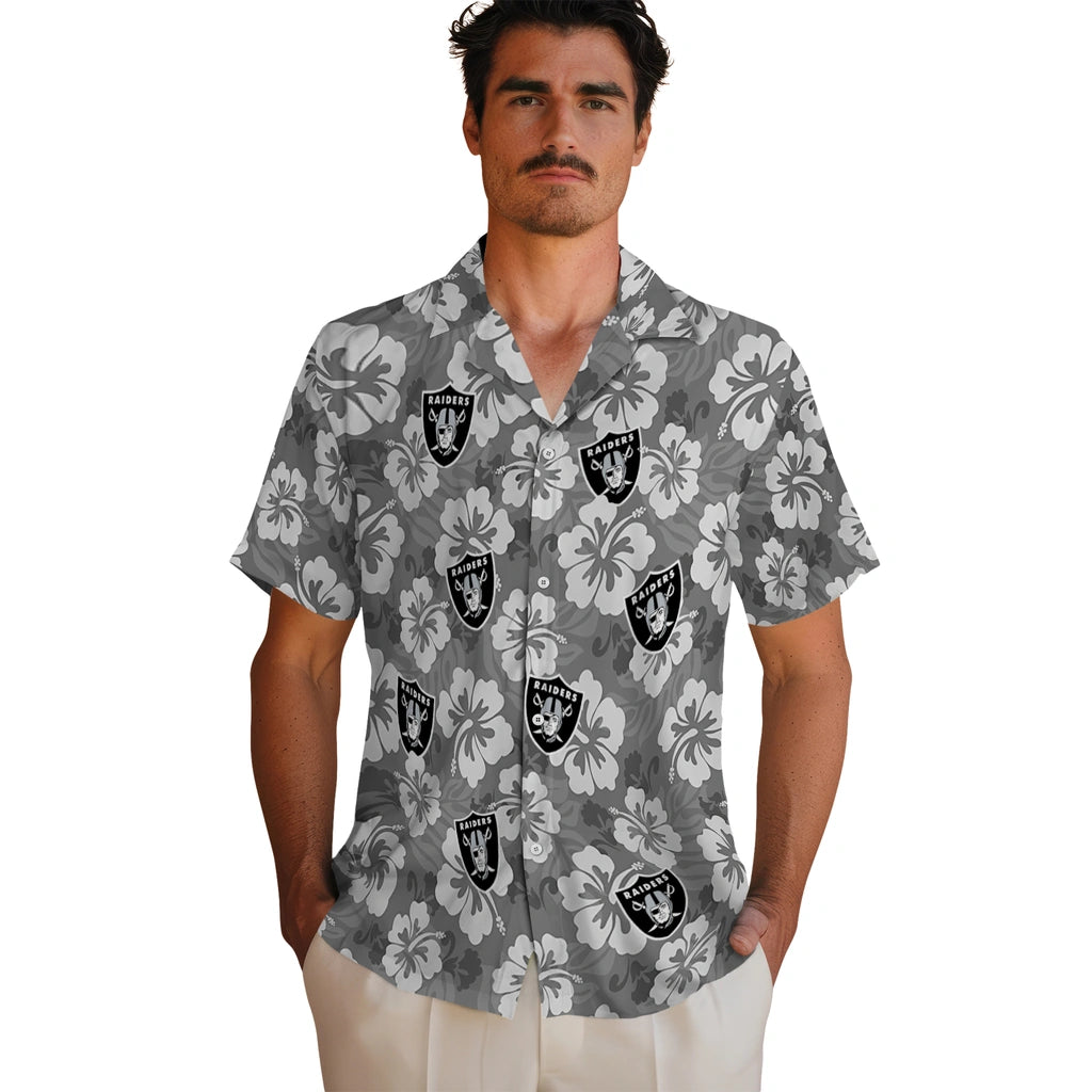 Las Vegas Raiders Hawaiian Shirt - Hibiscus Cluster | Moonbestprint