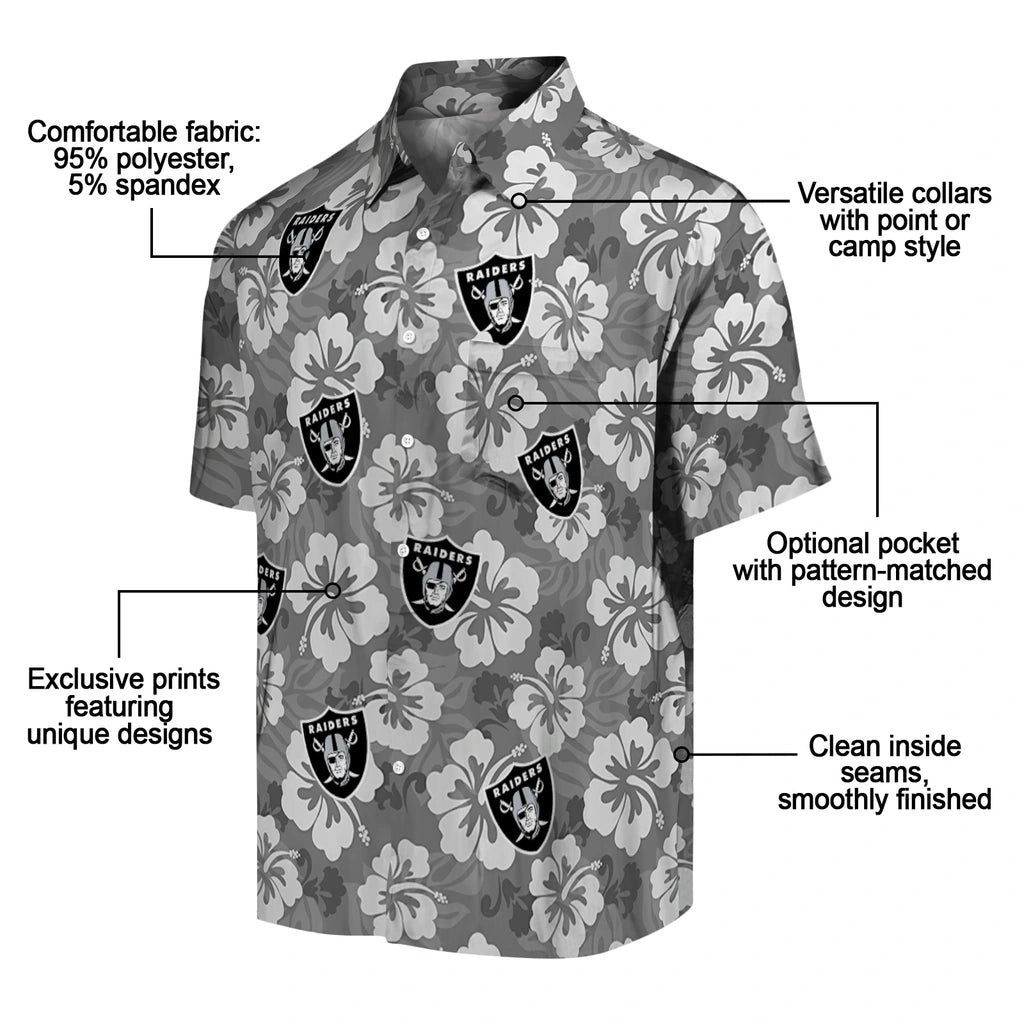 Las Vegas Raiders Hawaiian Shirt - Hibiscus Cluster | Moonbestprint