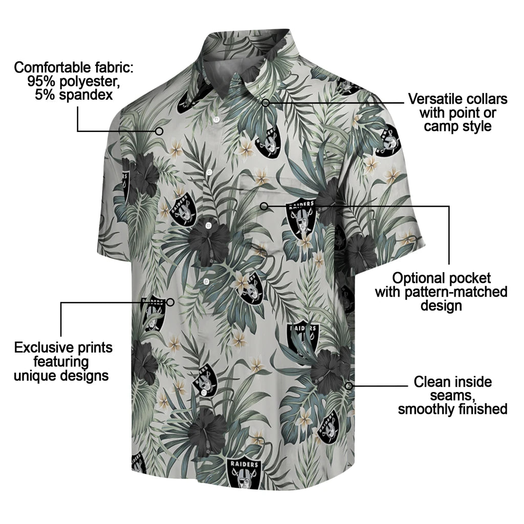 Las Vegas Raiders Hawaiian Shirt - Hibiscus Designs | Moonbestprint