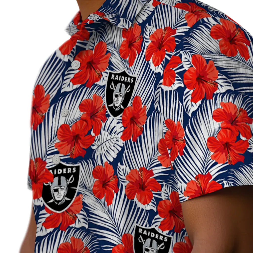 Las Vegas Raiders Hawaiian Shirt - Hibiscus Fiesta | Moonbestprint
