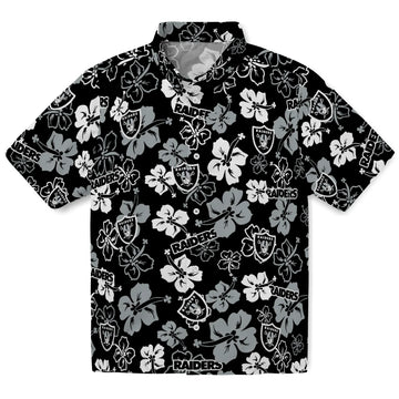 Las Vegas Raiders Hawaiian Shirt - Hibiscus Flower Design | Moonbestprint