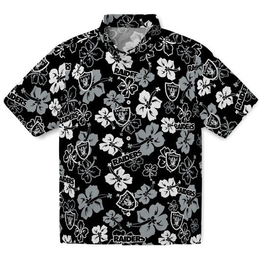 Las Vegas Raiders Hawaiian Shirt - Hibiscus Flower Design | Moonbestprint