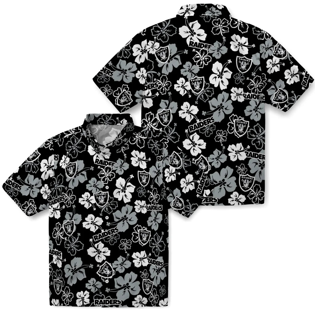 Las Vegas Raiders Hawaiian Shirt - Hibiscus Flower Design | Moonbestprint