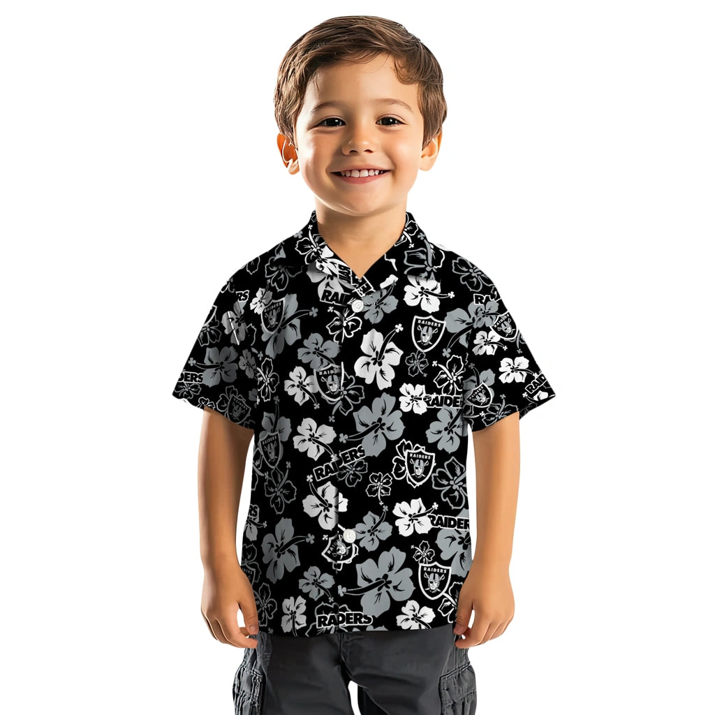 Las Vegas Raiders Hawaiian Shirt - Hibiscus Flower Design | Moonbestprint