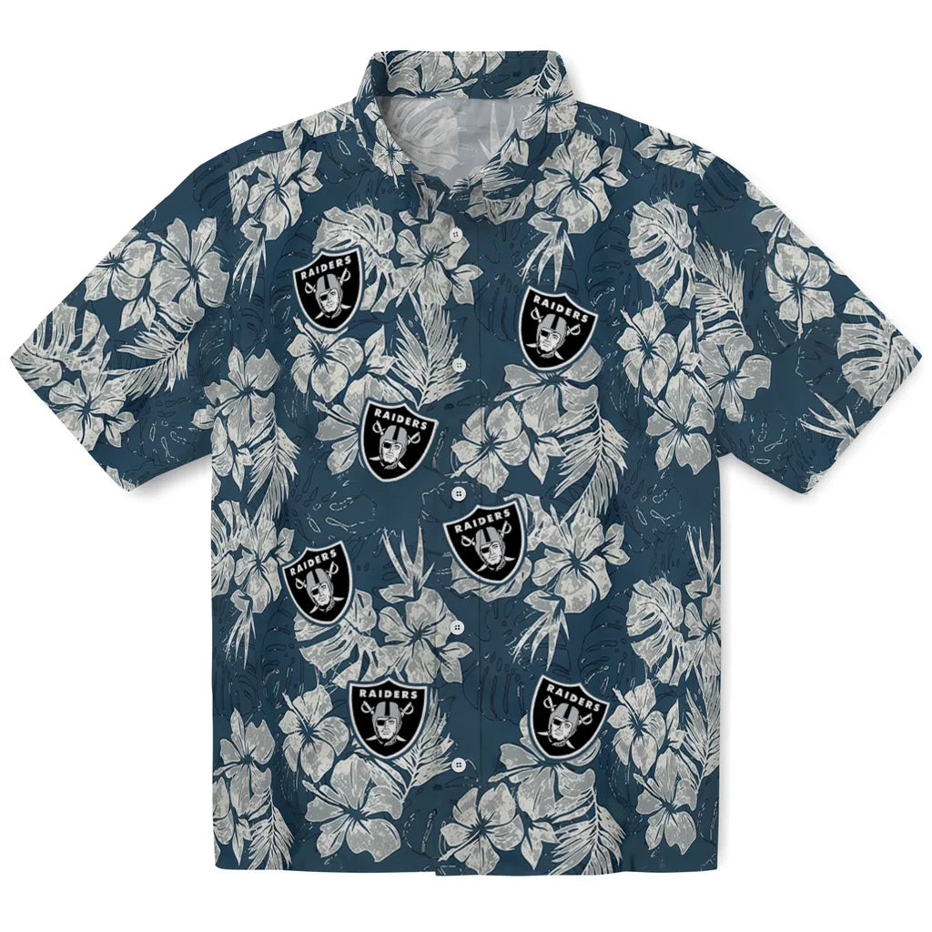 Las Vegas Raiders Hawaiian Shirt - Hibiscus Flowers | Moonbestprint