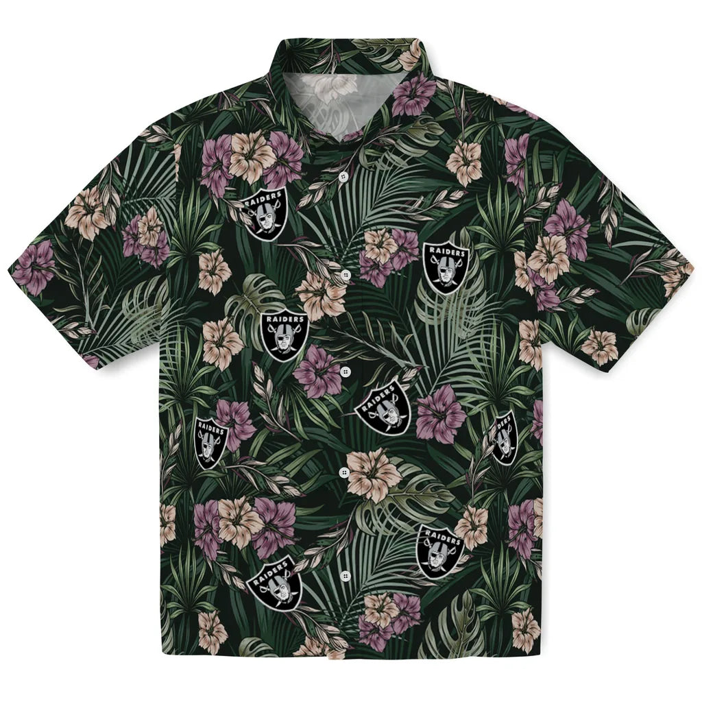 Las Vegas Raiders Hawaiian Shirt - Hibiscus Leaves Pattern | Moonbestprint