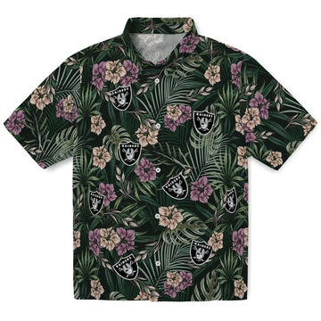 Las Vegas Raiders Hawaiian Shirt - Hibiscus Leaves Pattern | Moonbestprint