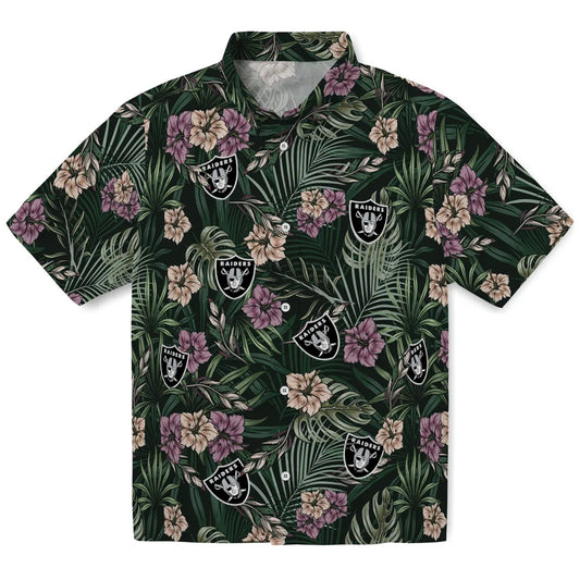 Las Vegas Raiders Hawaiian Shirt - Hibiscus Leaves Pattern | Moonbestprint