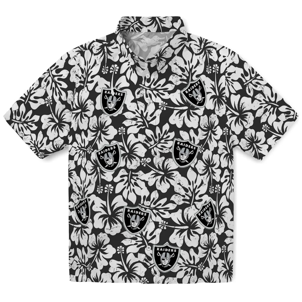Las Vegas Raiders Hawaiian Shirt - Hibiscus Motif | Moonbestprint