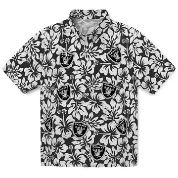 Las Vegas Raiders Hawaiian Shirt - Hibiscus Motif | Moonbestprint