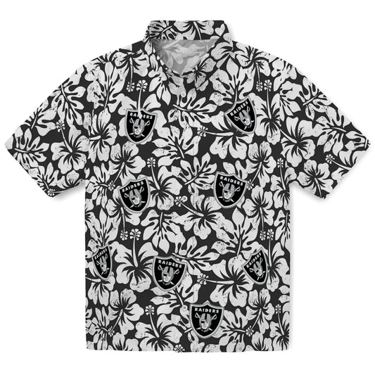 Las Vegas Raiders Hawaiian Shirt - Hibiscus Motif | Moonbestprint