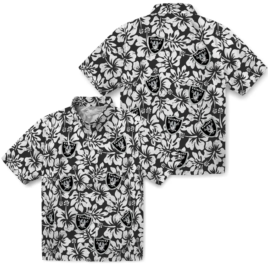 Las Vegas Raiders Hawaiian Shirt - Hibiscus Motif | Moonbestprint