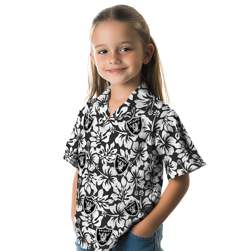 Las Vegas Raiders Hawaiian Shirt - Hibiscus Motif | Moonbestprint