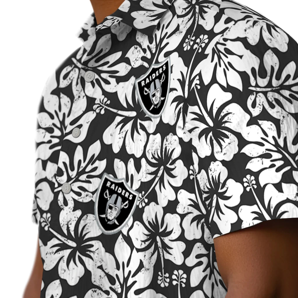 Las Vegas Raiders Hawaiian Shirt - Hibiscus Motif | Moonbestprint