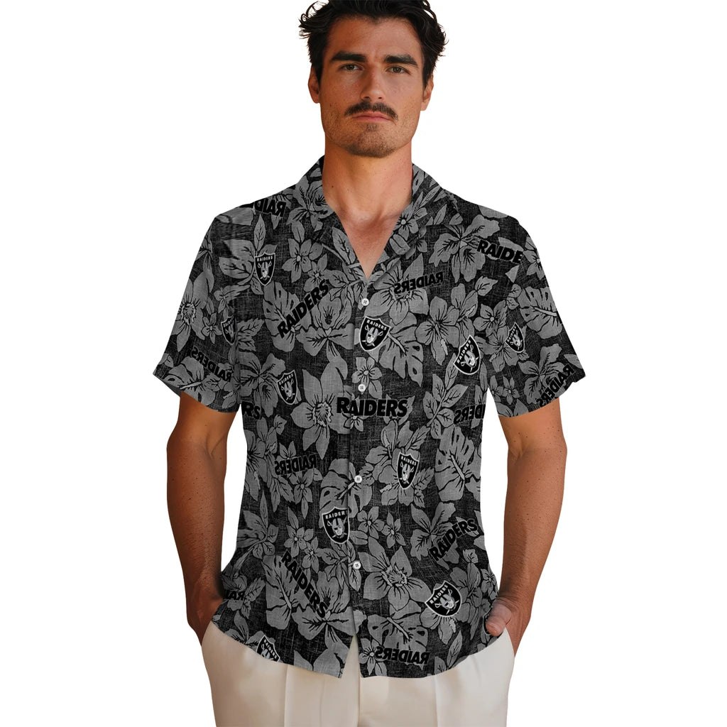 Las Vegas Raiders Hawaiian Shirt - Hibiscus Oasis | Moonbestprint
