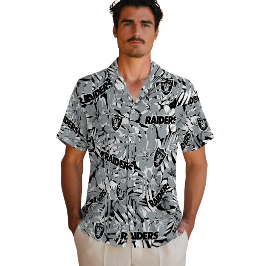 Las Vegas Raiders Hawaiian Shirt - Hibiscus Overlay | Moonbestprint