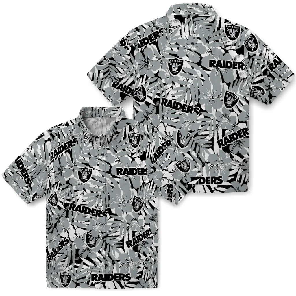 Las Vegas Raiders Hawaiian Shirt - Hibiscus Overlay | Moonbestprint