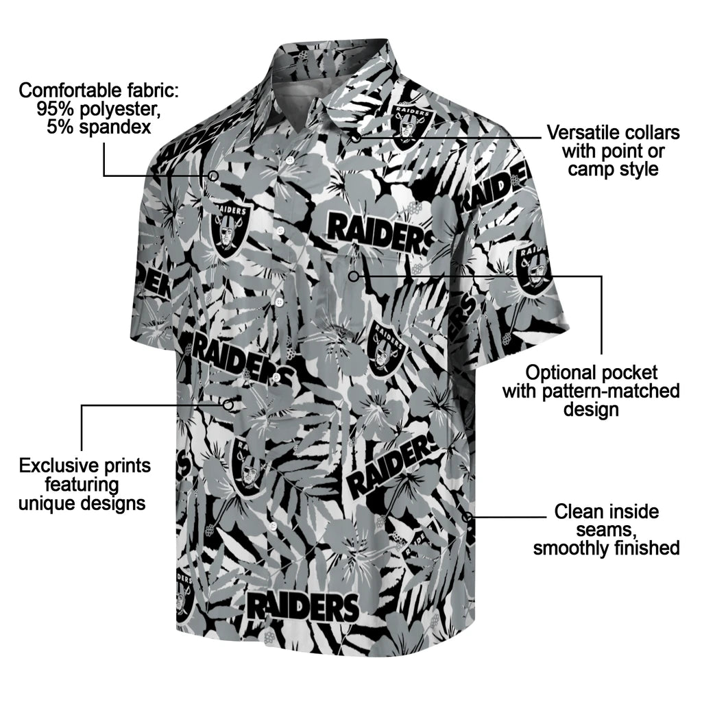 Las Vegas Raiders Hawaiian Shirt - Hibiscus Overlay | Moonbestprint