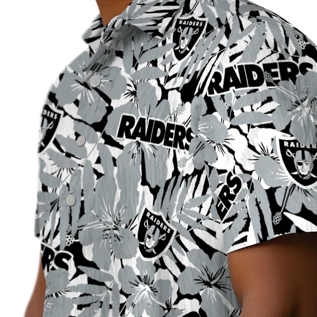 Las Vegas Raiders Hawaiian Shirt - Hibiscus Overlay | Moonbestprint