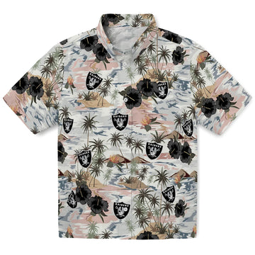 Las Vegas Raiders Hawaiian Shirt - Hibiscus Seaside | Moonbestprint