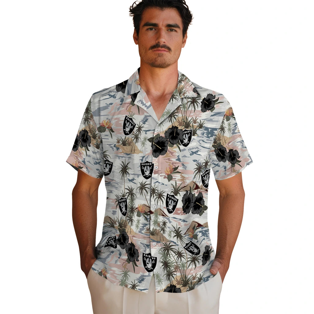 Las Vegas Raiders Hawaiian Shirt - Hibiscus Seaside | Moonbestprint