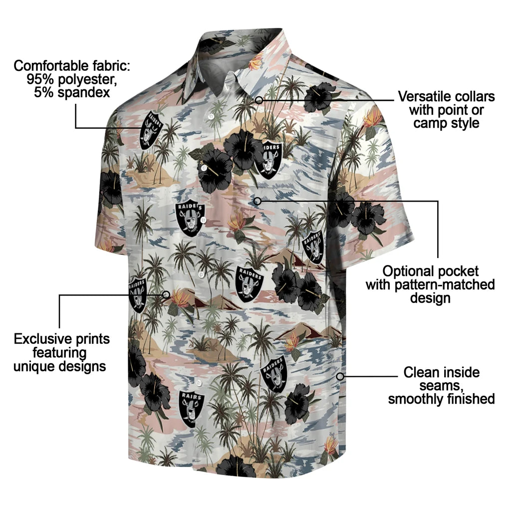 Las Vegas Raiders Hawaiian Shirt - Hibiscus Seaside | Moonbestprint