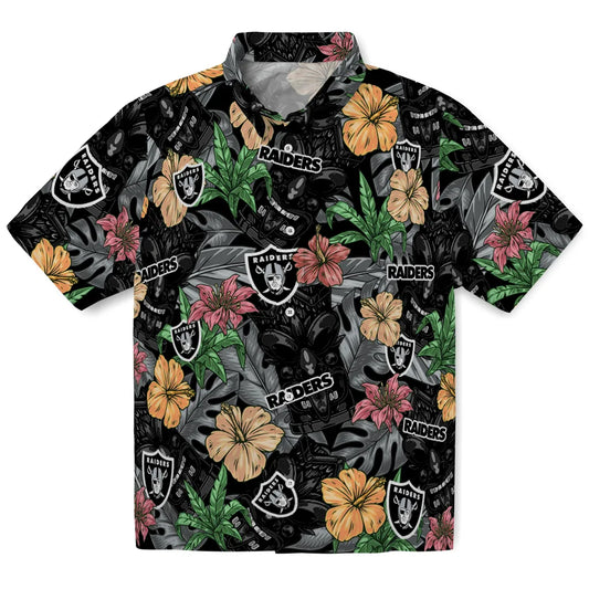 Las Vegas Raiders Hawaiian Shirt - Hibiscus Tiki Jungle | Moonbestprint
