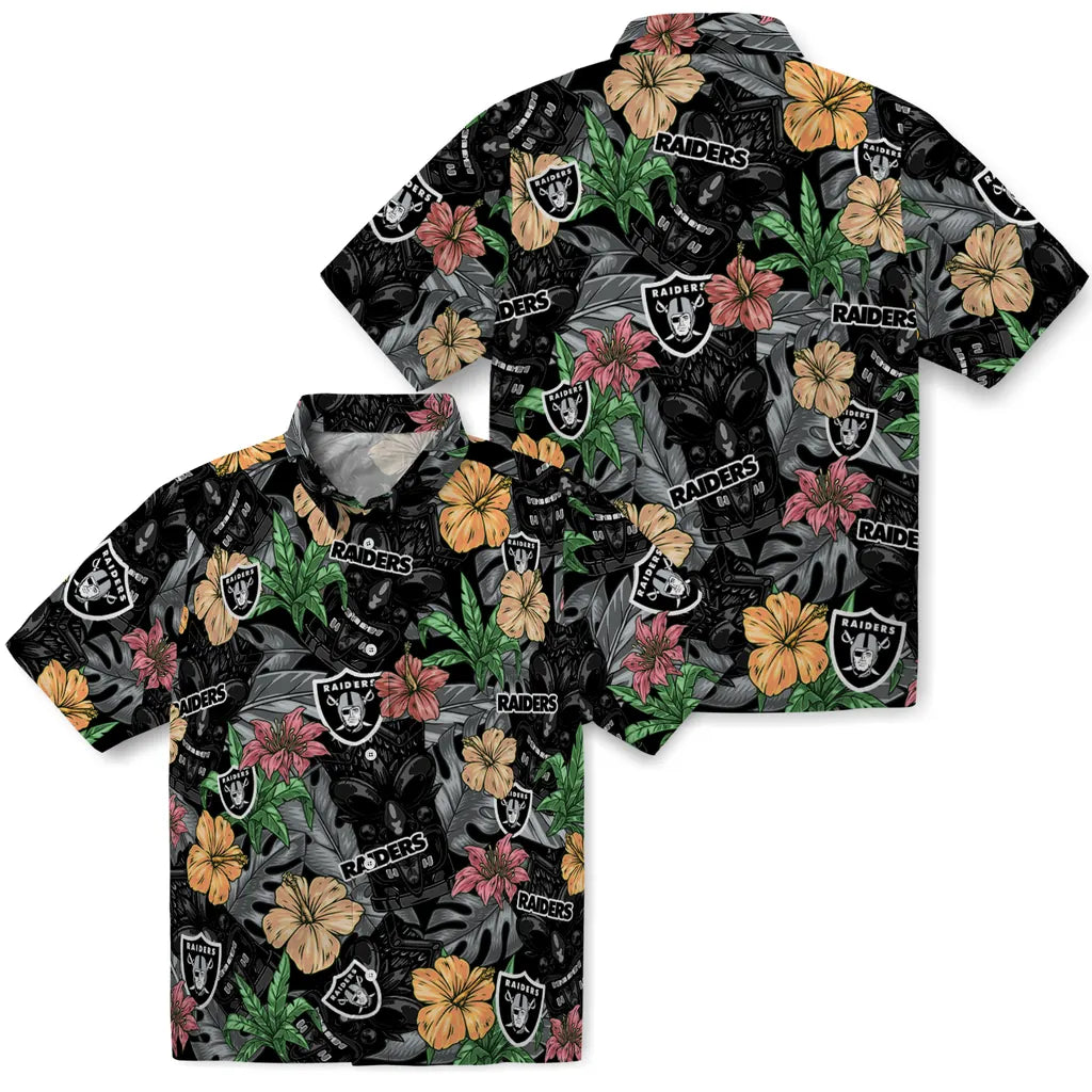 Las Vegas Raiders Hawaiian Shirt - Hibiscus Tiki Jungle | Moonbestprint