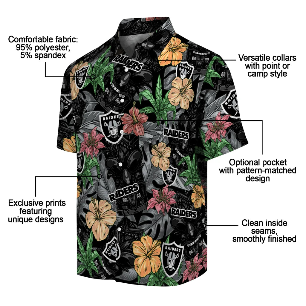 Las Vegas Raiders Hawaiian Shirt - Hibiscus Tiki Jungle | Moonbestprint
