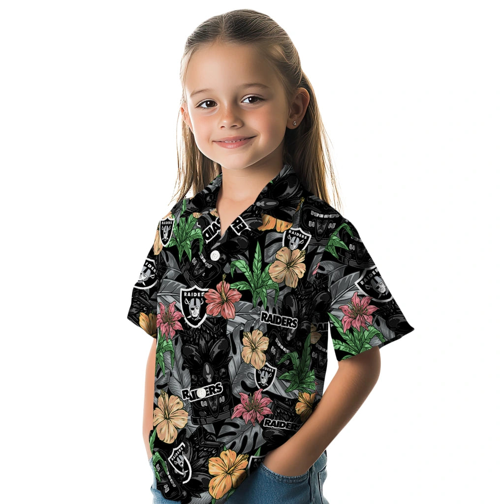 Las Vegas Raiders Hawaiian Shirt - Hibiscus Tiki Jungle | Moonbestprint