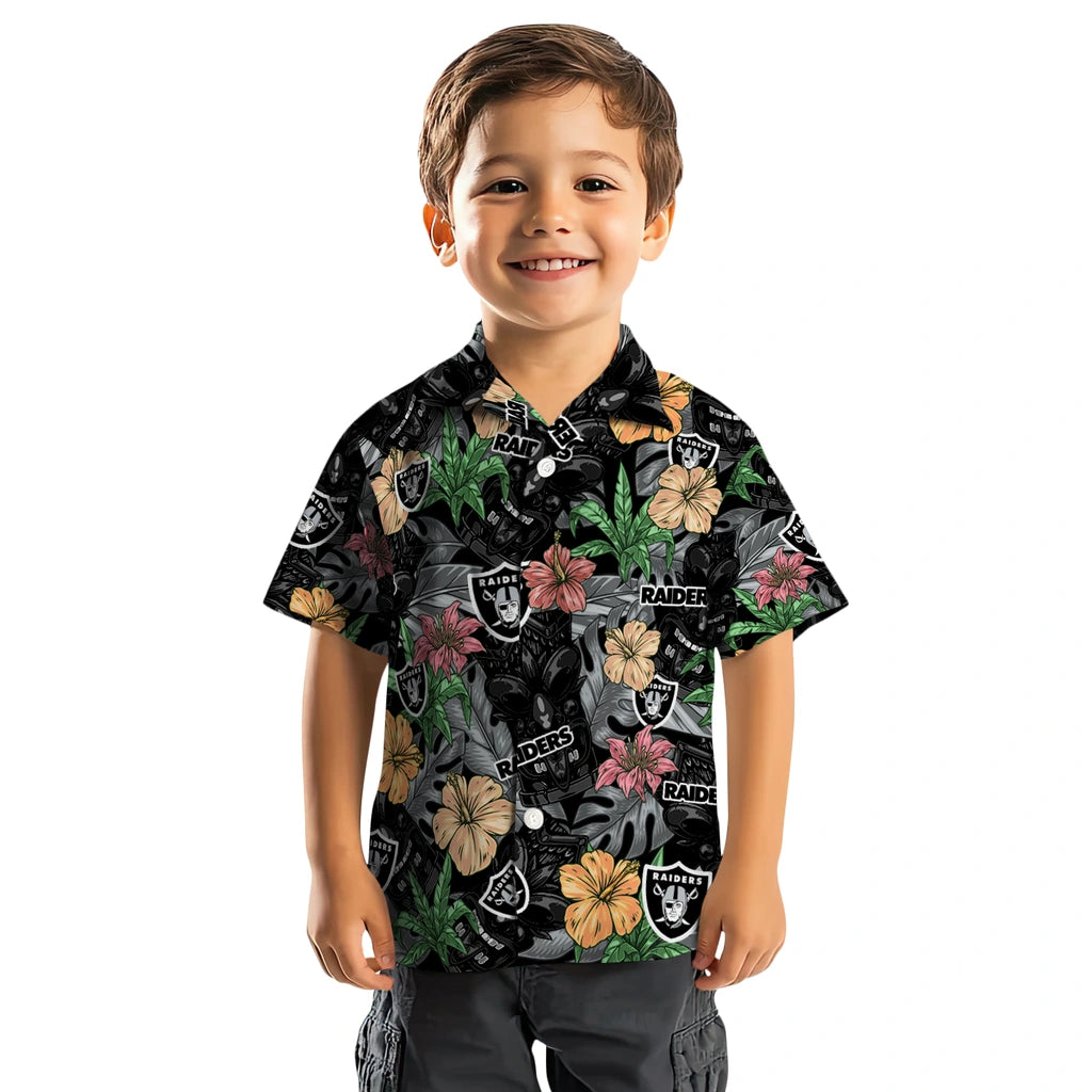 Las Vegas Raiders Hawaiian Shirt - Hibiscus Tiki Jungle | Moonbestprint
