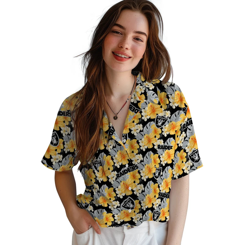 Las Vegas Raiders Hawaiian Shirt - Hibiscus Tropics | Moonbestprint