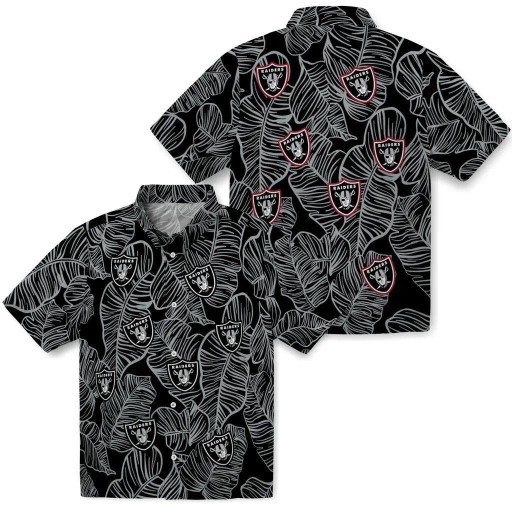 Las Vegas Raiders Hawaiian Shirt - Leaf Outline | Moonbestprint