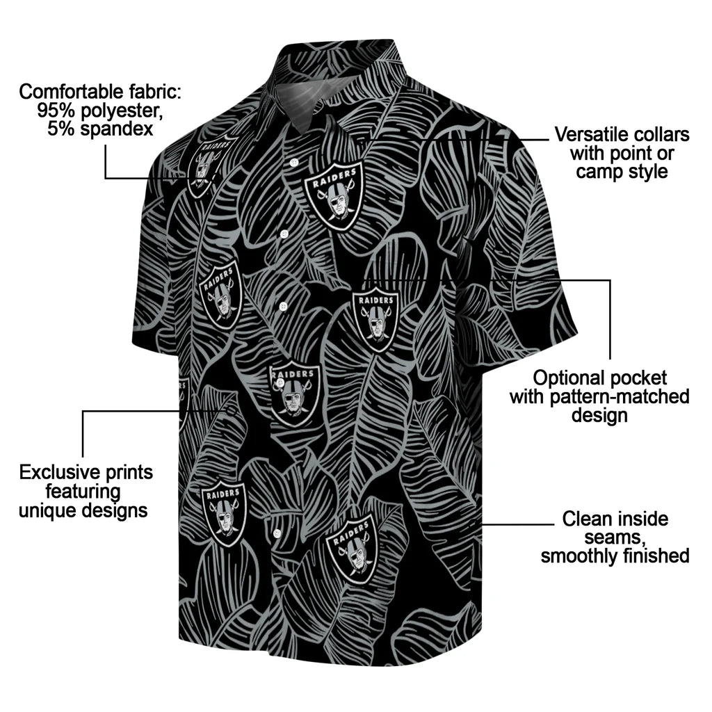 Las Vegas Raiders Hawaiian Shirt - Leaf Outline | Moonbestprint