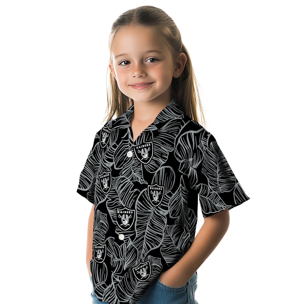 Las Vegas Raiders Hawaiian Shirt - Leaf Outline | Moonbestprint