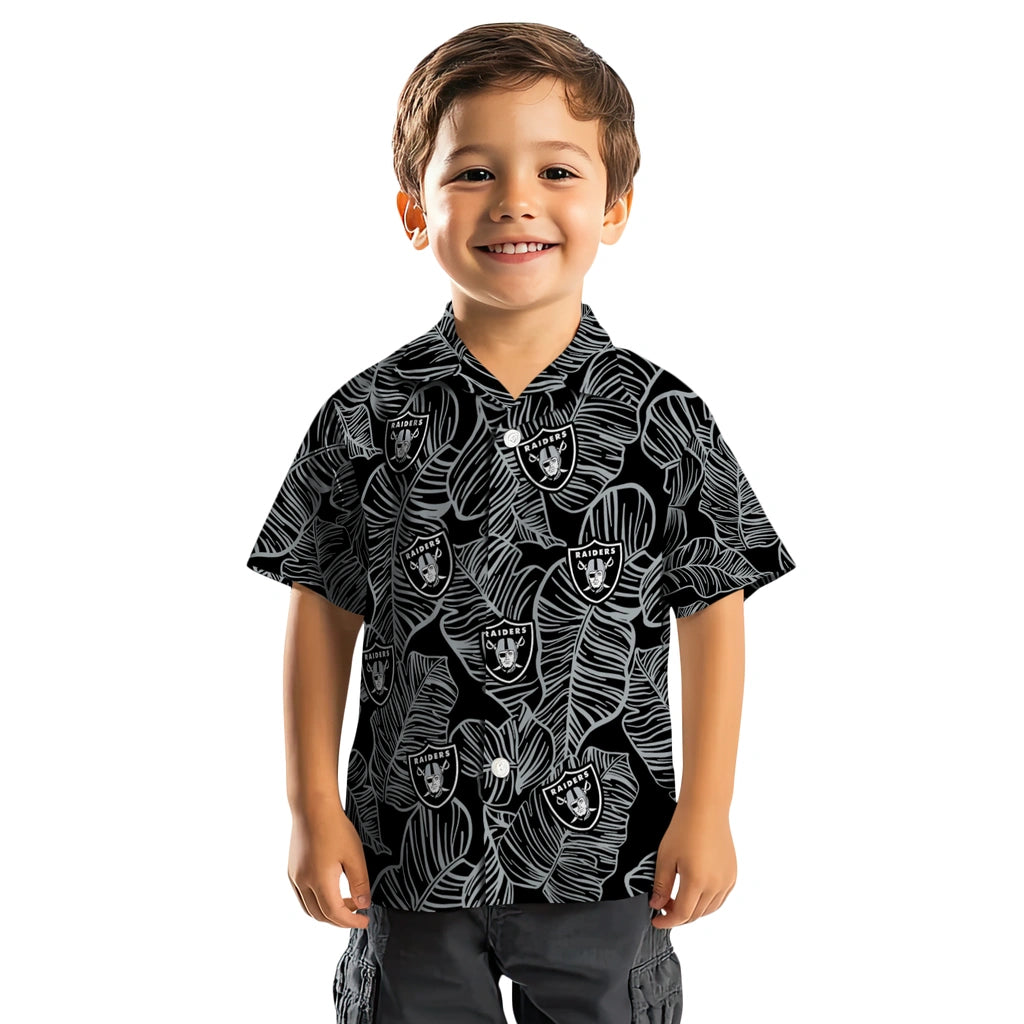 Las Vegas Raiders Hawaiian Shirt - Leaf Outline | Moonbestprint