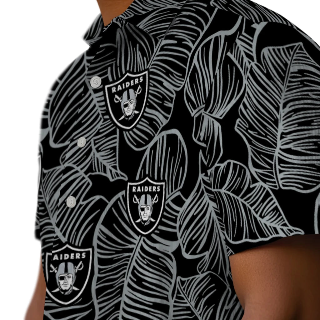 Las Vegas Raiders Hawaiian Shirt - Leaf Outline | Moonbestprint