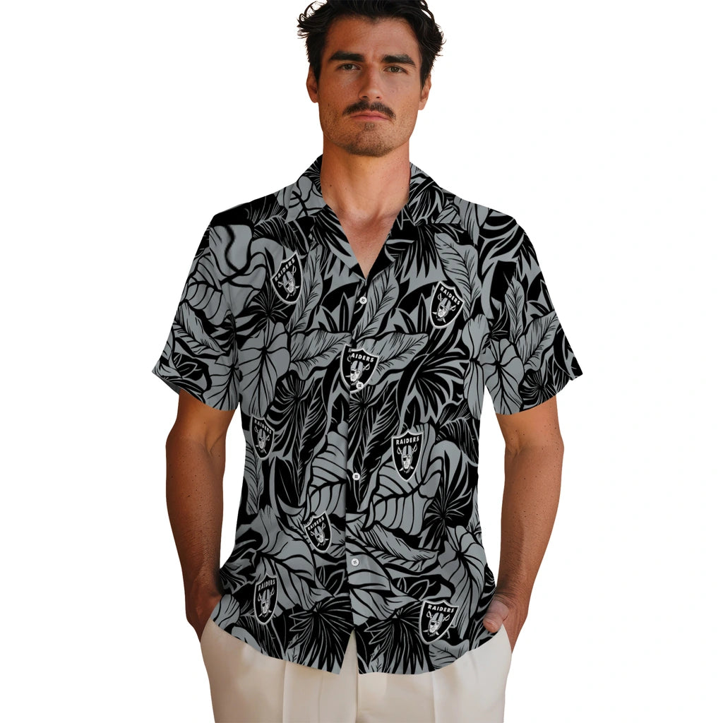 Las Vegas Raiders Hawaiian Shirt - Monstera Layer | Moonbestprint