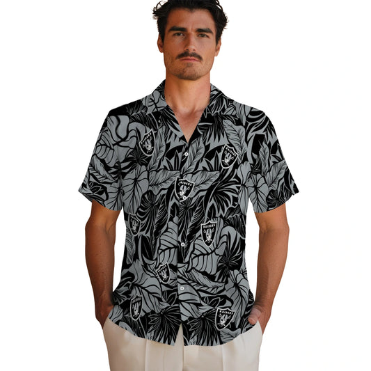 Las Vegas Raiders Hawaiian Shirt - Monstera Layer | Moonbestprint