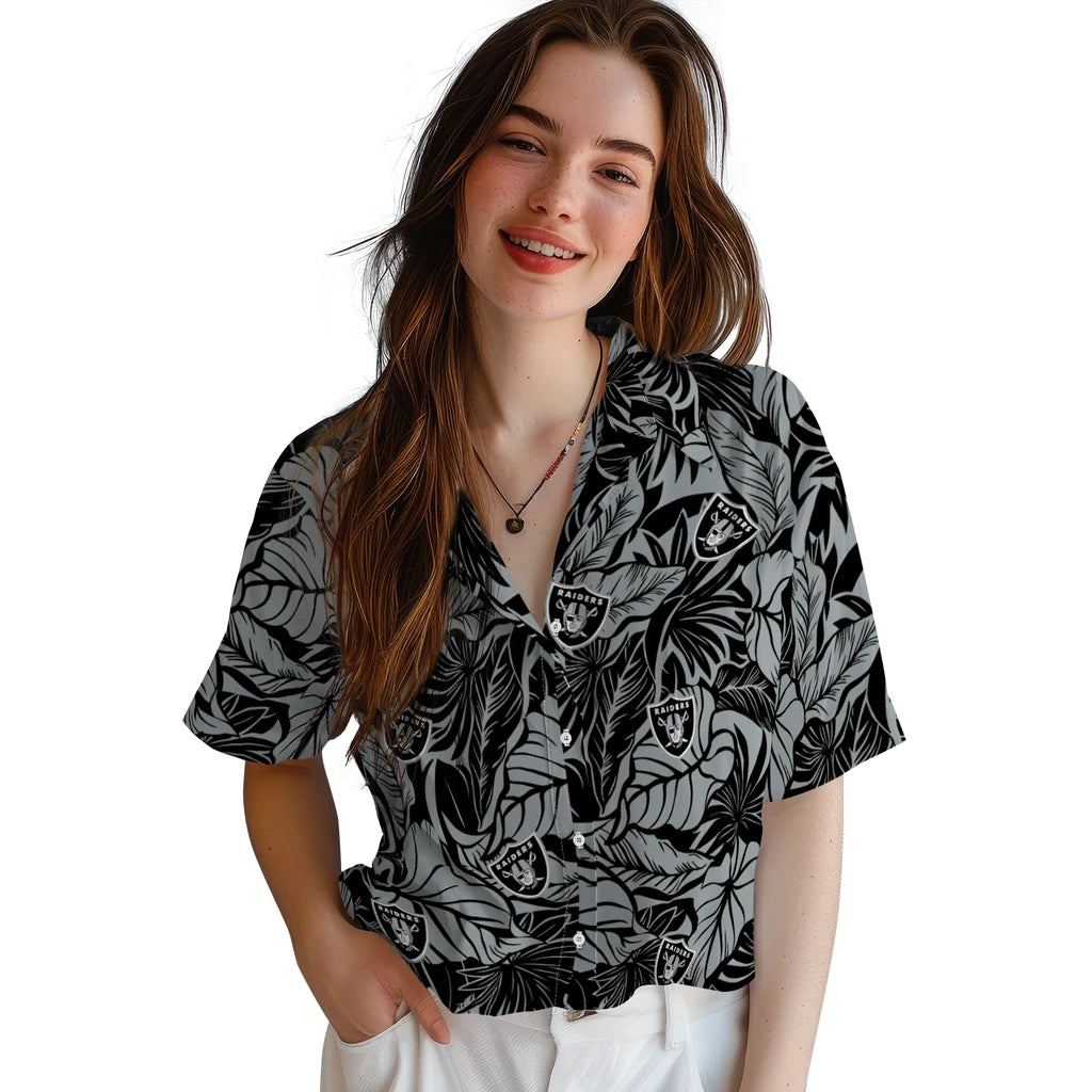 Las Vegas Raiders Hawaiian Shirt - Monstera Layer | Moonbestprint