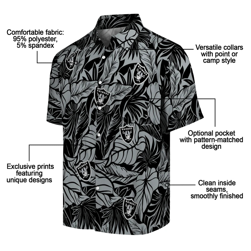 Las Vegas Raiders Hawaiian Shirt - Monstera Layer | Moonbestprint